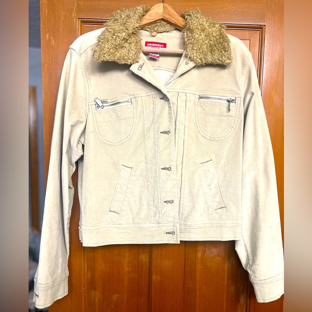UNIONBAY Stretch Corduroy Jacket with Removal Sherpa-Like Collar